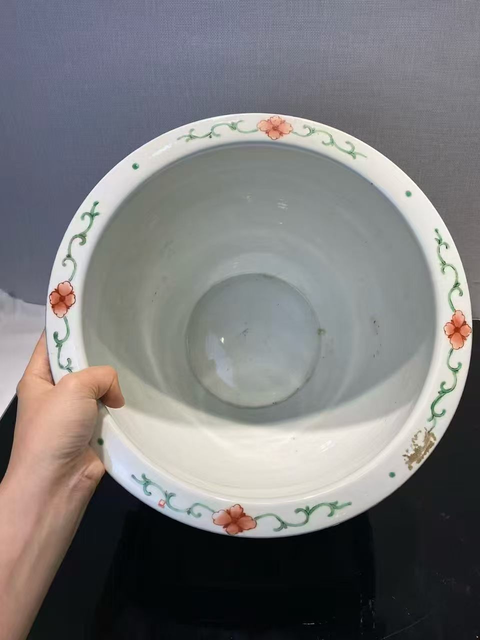 洒蓝地开窗五彩西厢记案头缸