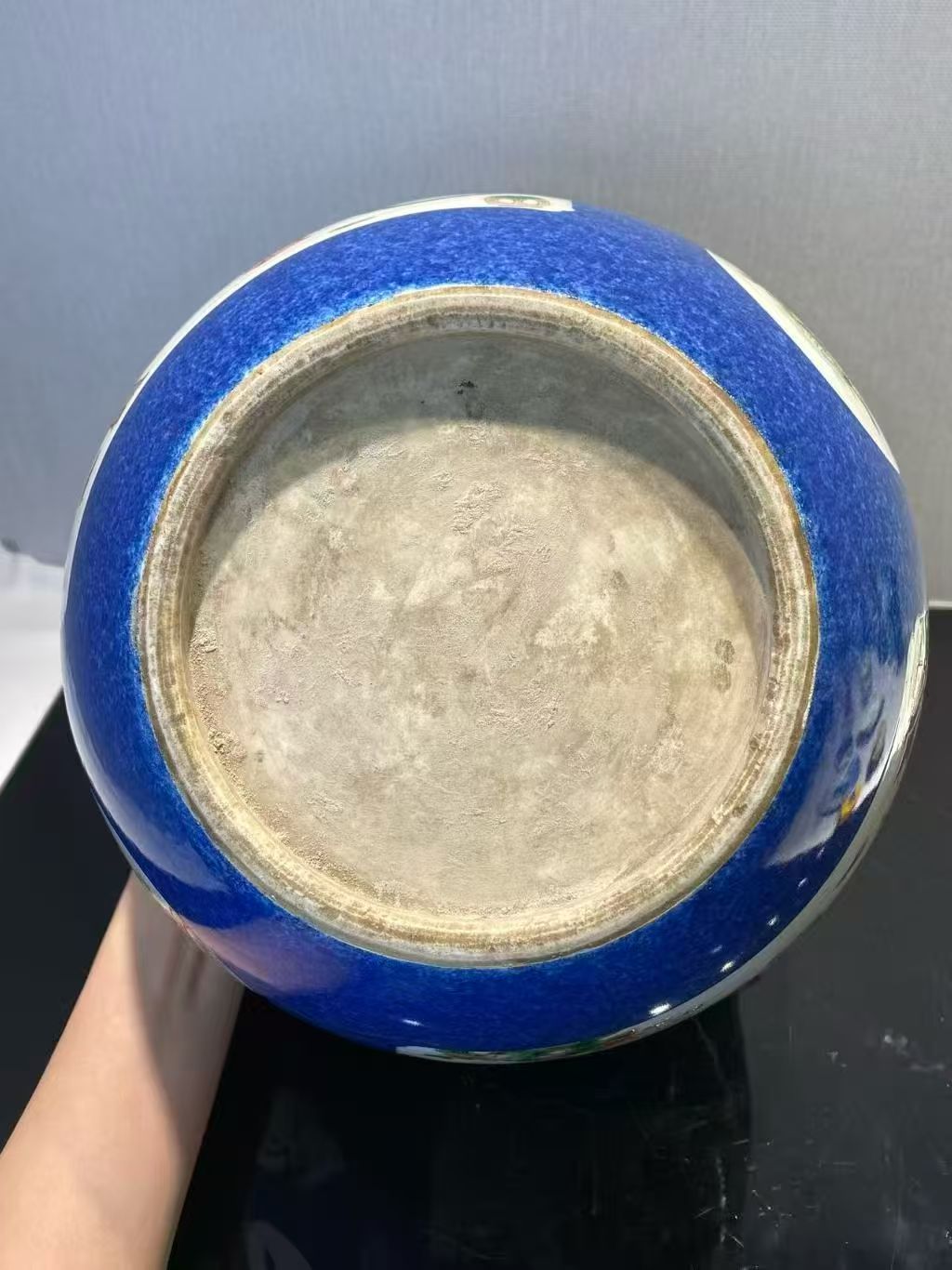 洒蓝地开窗五彩西厢记案头缸