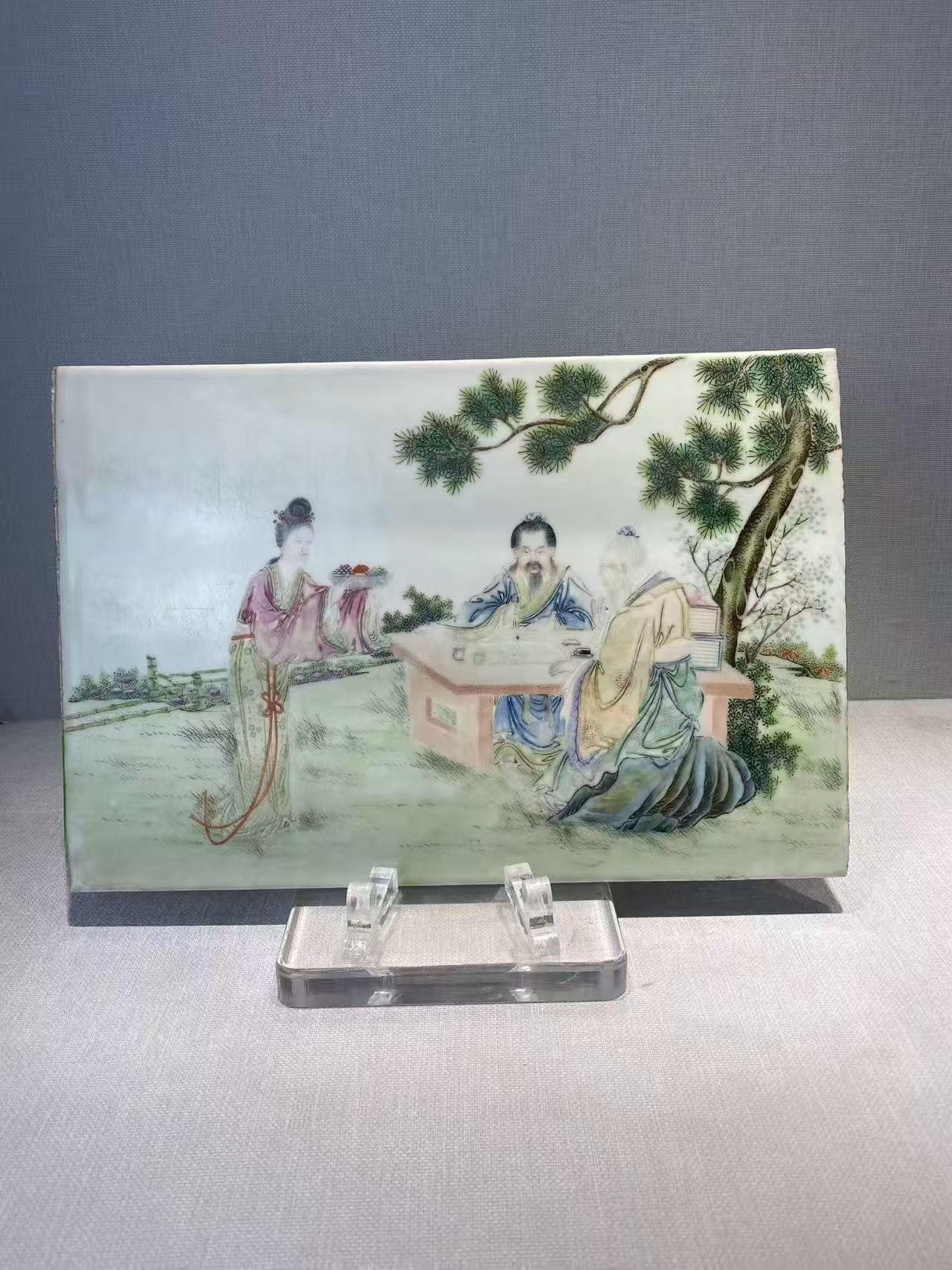 粉彩人物故事瓷板