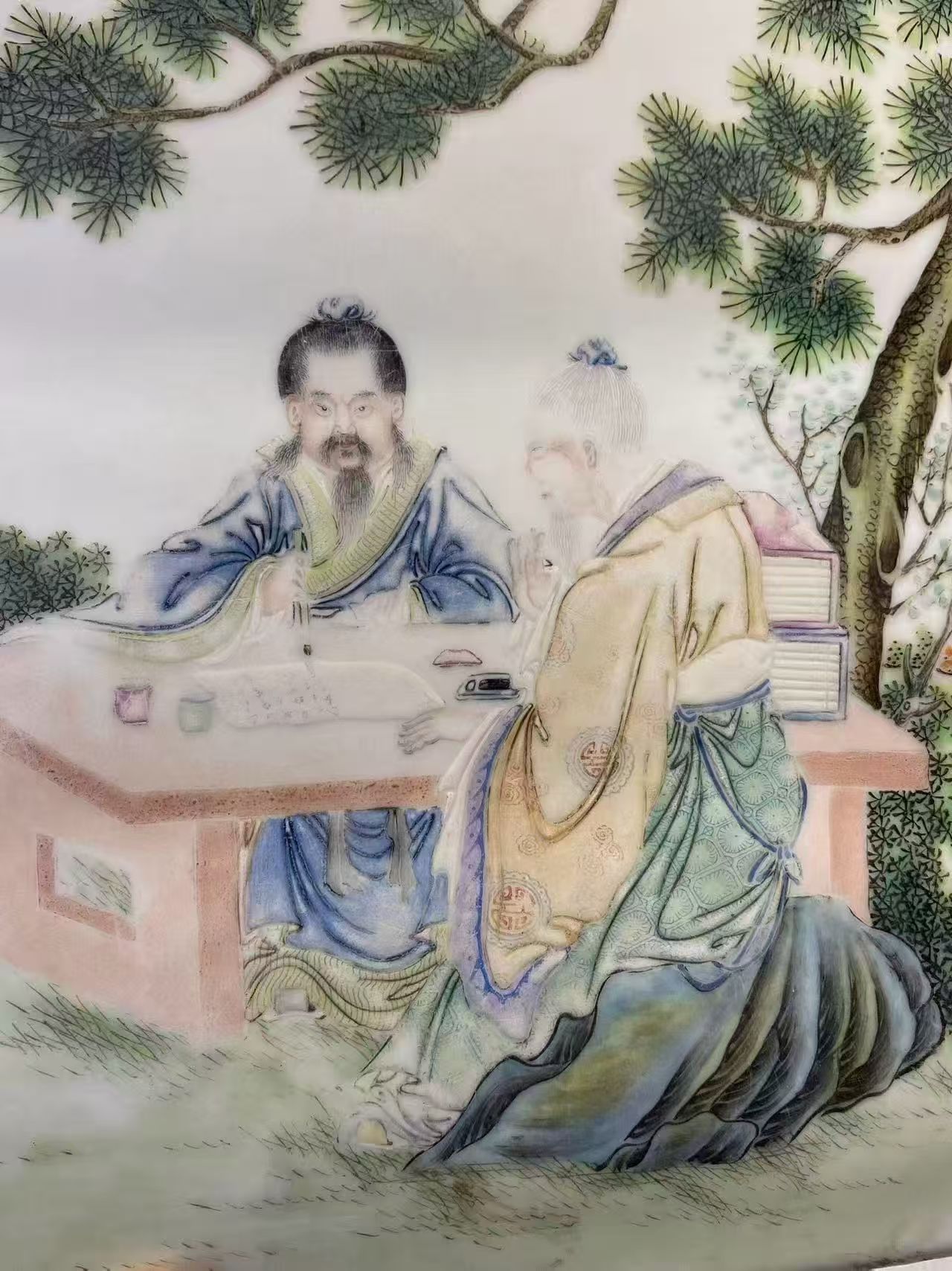 粉彩人物故事瓷板