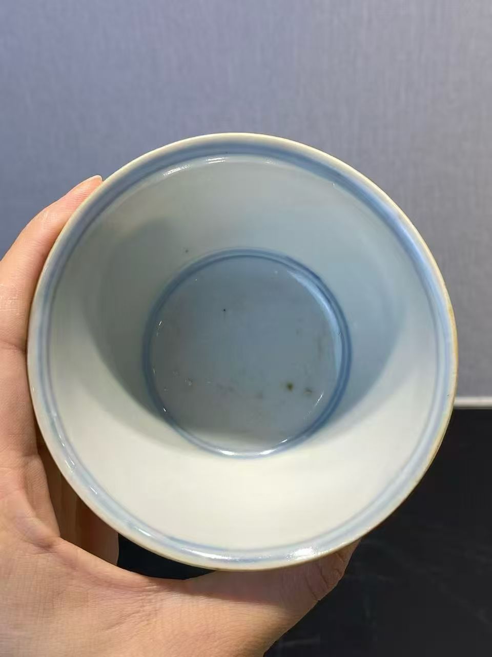 白釉青花双圈杯碟一套