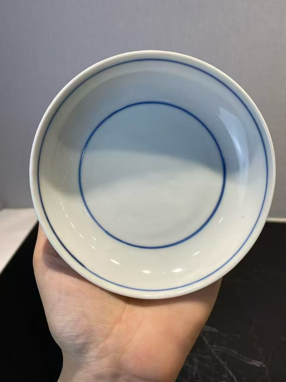 白釉青花双圈杯碟一套