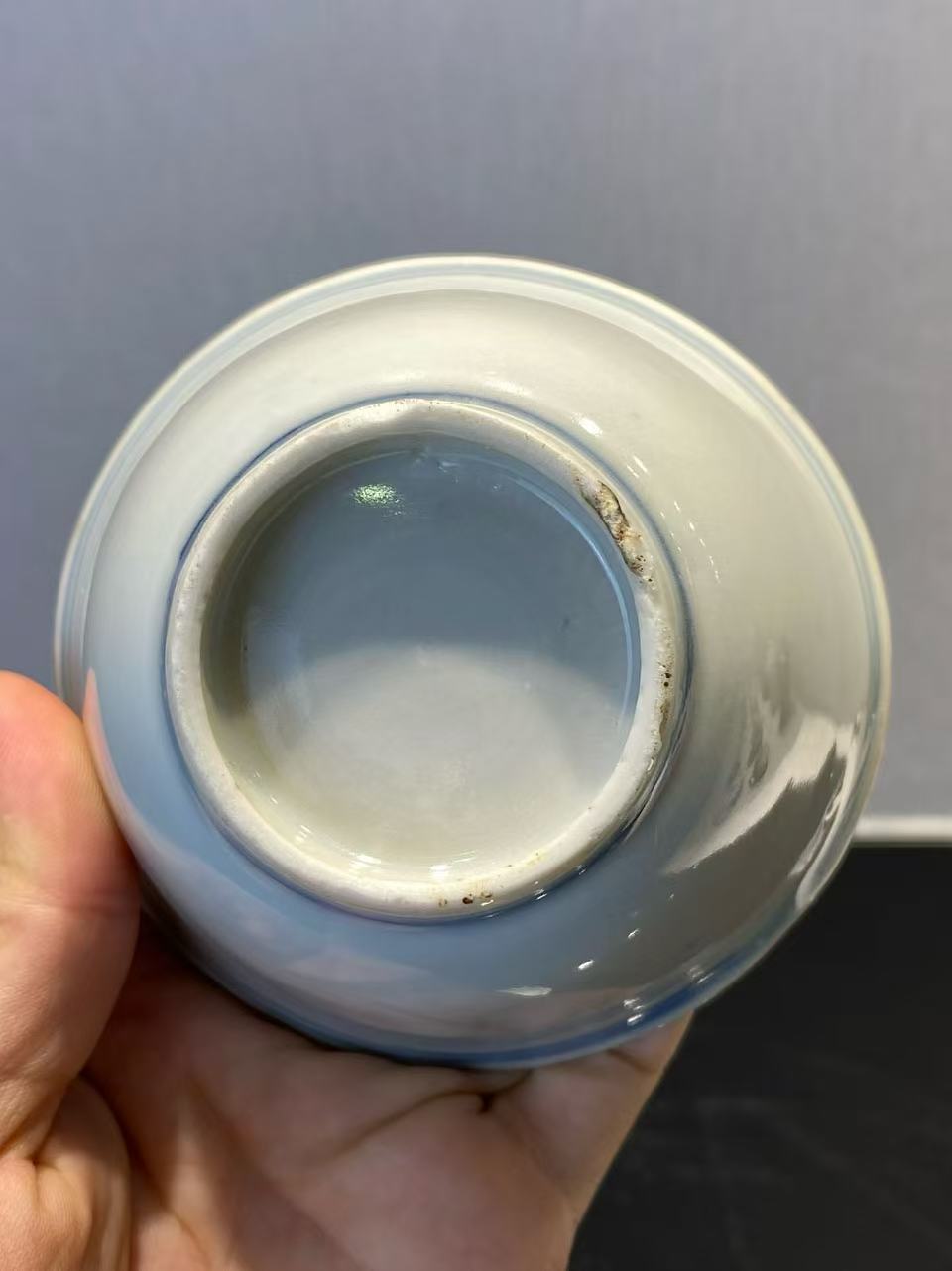 白釉青花双圈杯碟一套