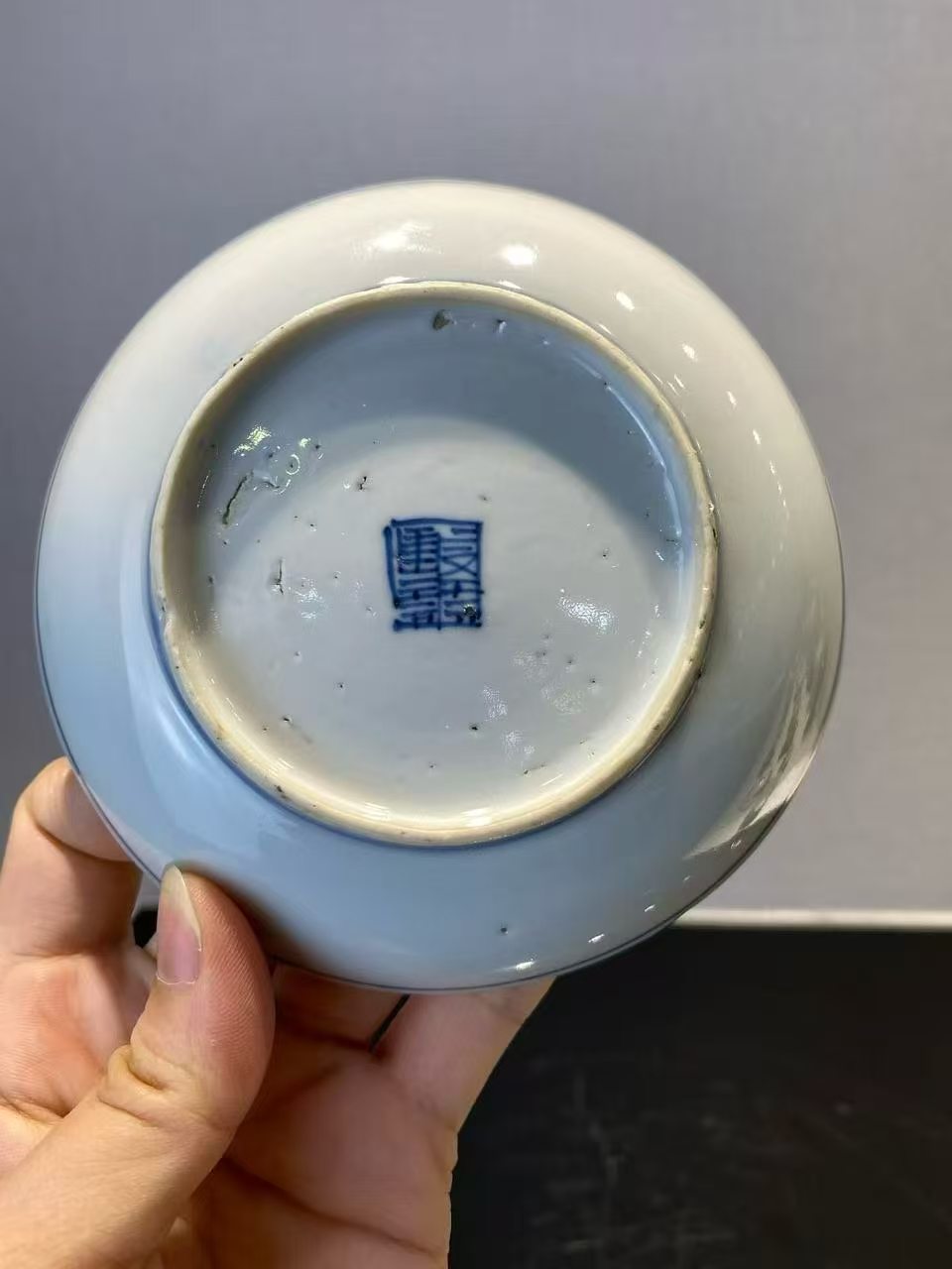 白釉青花双圈杯碟一套