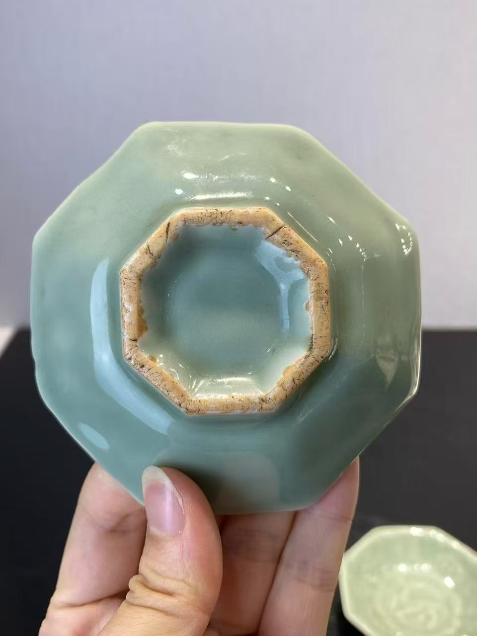 乾隆粉青釉天禄之美小碟一对