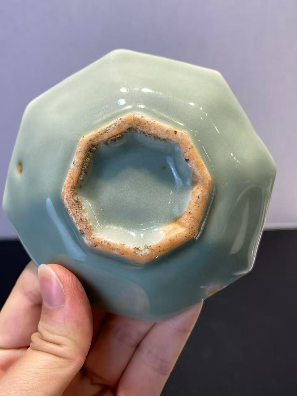 乾隆粉青釉天禄之美小碟一对