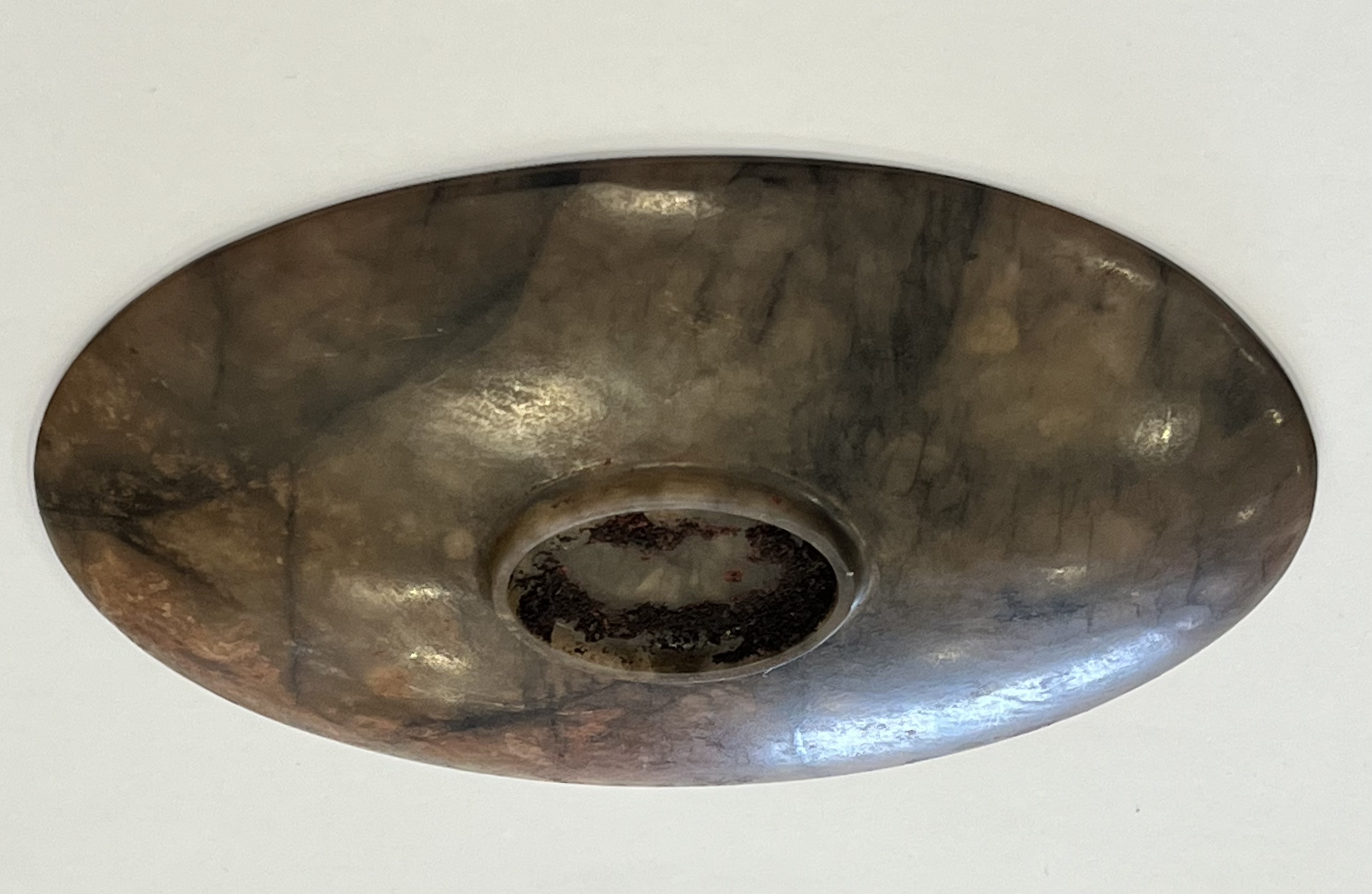 玉质鎏金佛像椭圆供盘