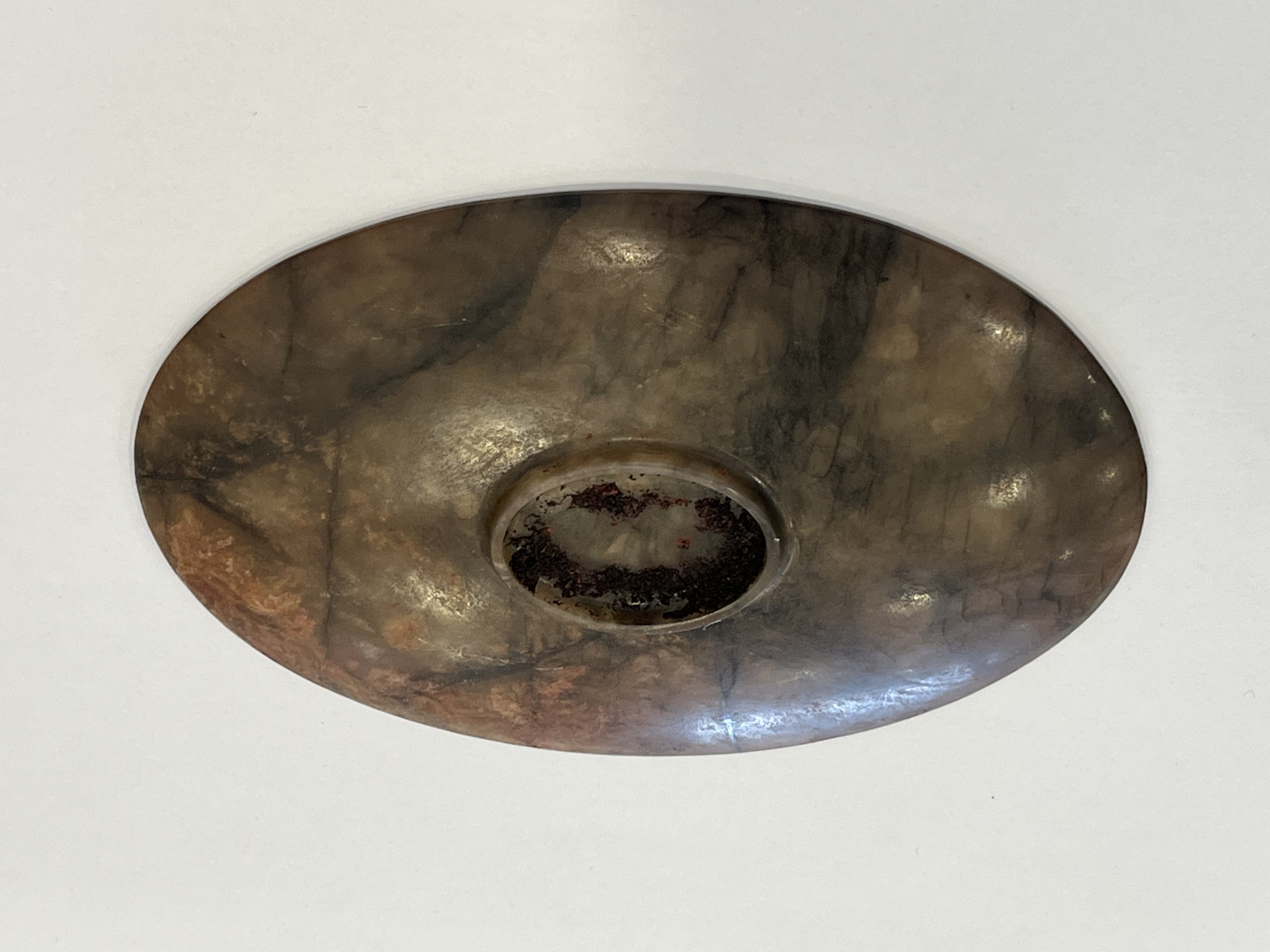 玉质鎏金佛像椭圆供盘