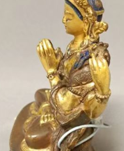 镀金青铜绿度母雕像