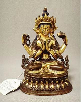 镀金青铜绿度母雕像