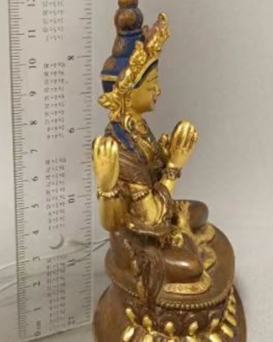 镀金青铜绿度母雕像