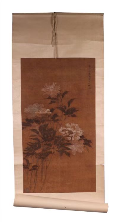 恽冰牡丹卷轴画