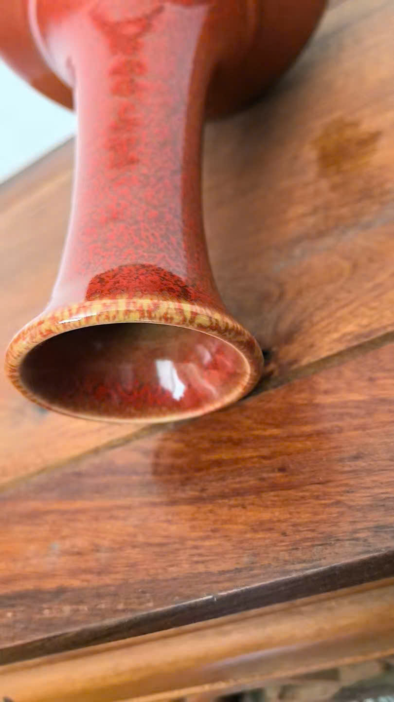 红釉赏瓶 (Qing Kangxi red-glazed vase)