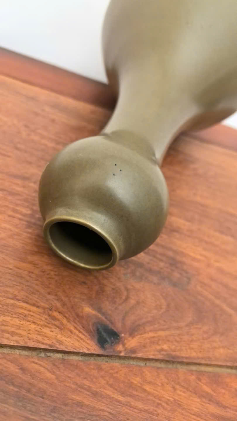 茶叶末釉蒜头瓶 (A Qing Kangxi tea-dust-glazed garlic bottle)