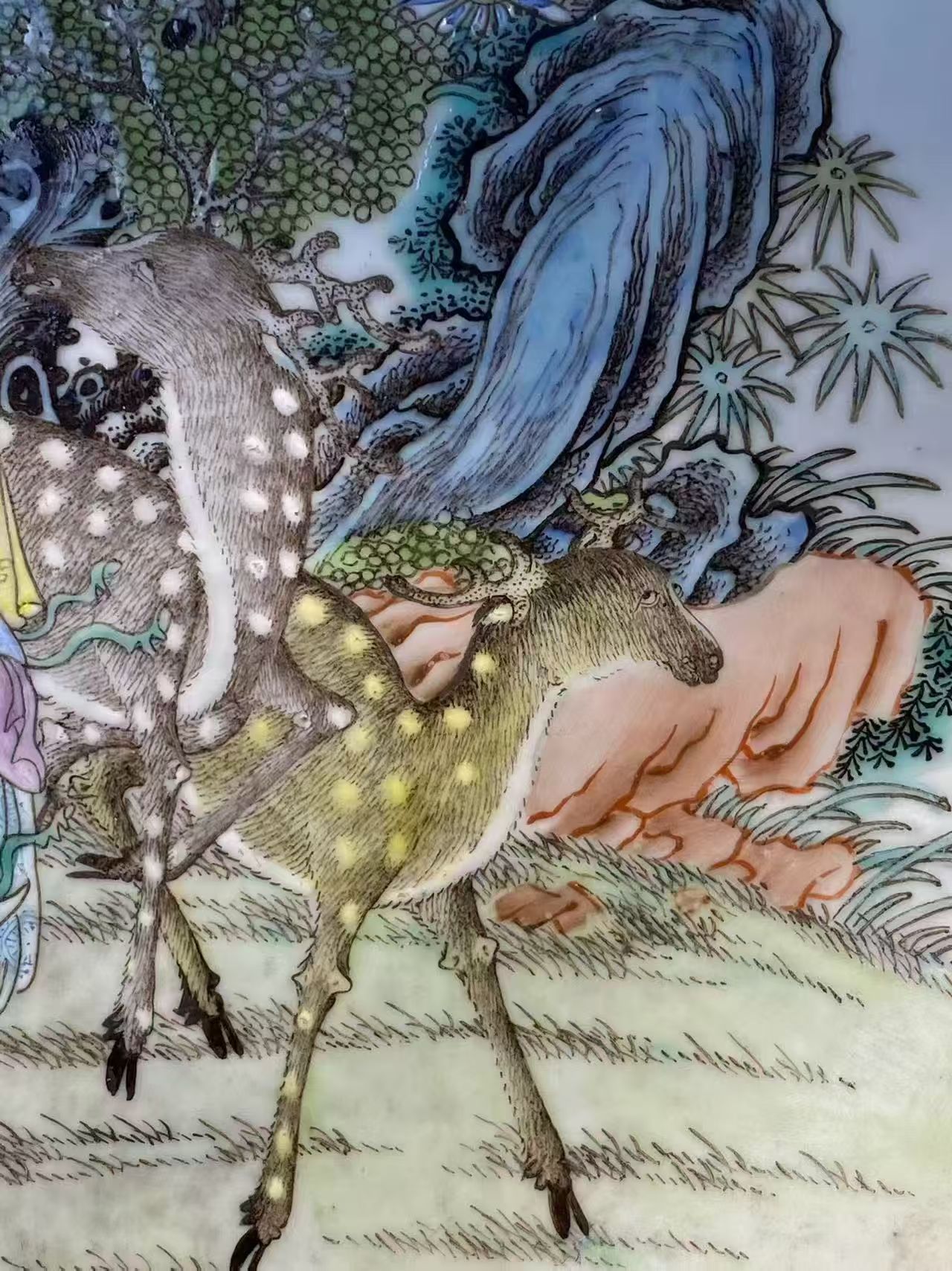 粉彩麻姑献寿大盘