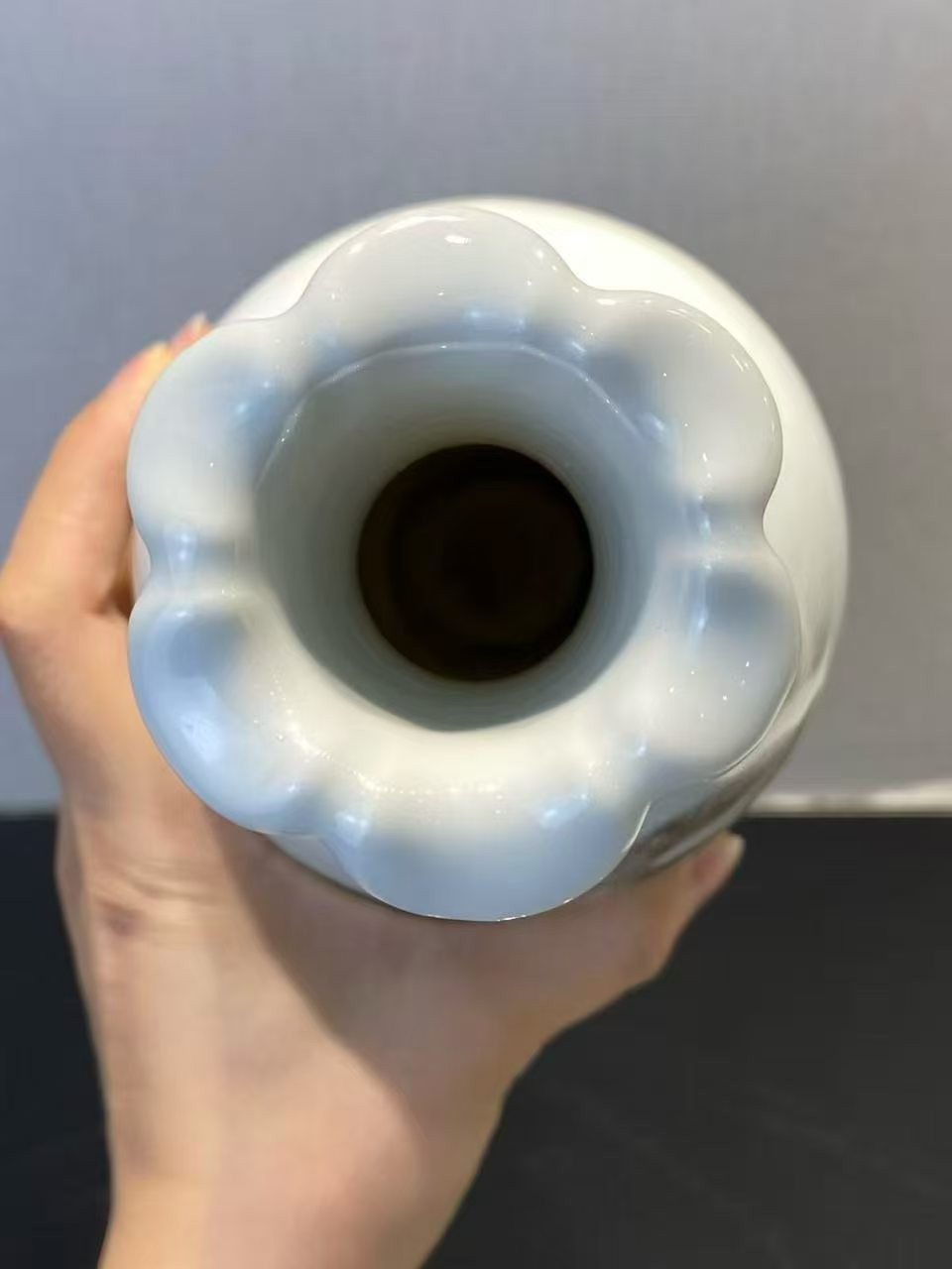 粉彩雄鹰旭日灵芝广口瓶（带原装盒子）款：洪宪年制蓝料款