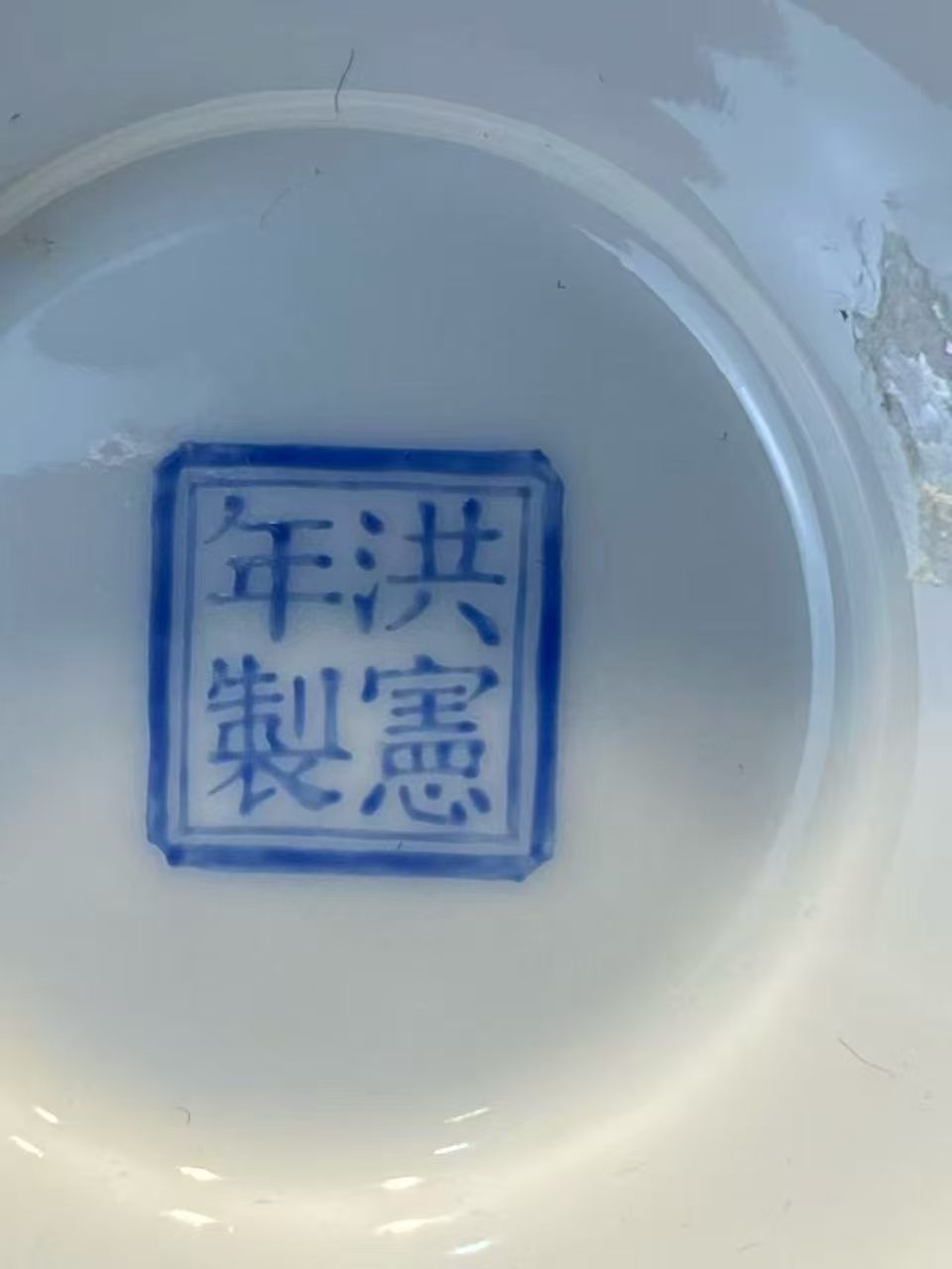 粉彩雄鹰旭日灵芝广口瓶（带原装盒子）款：洪宪年制蓝料款