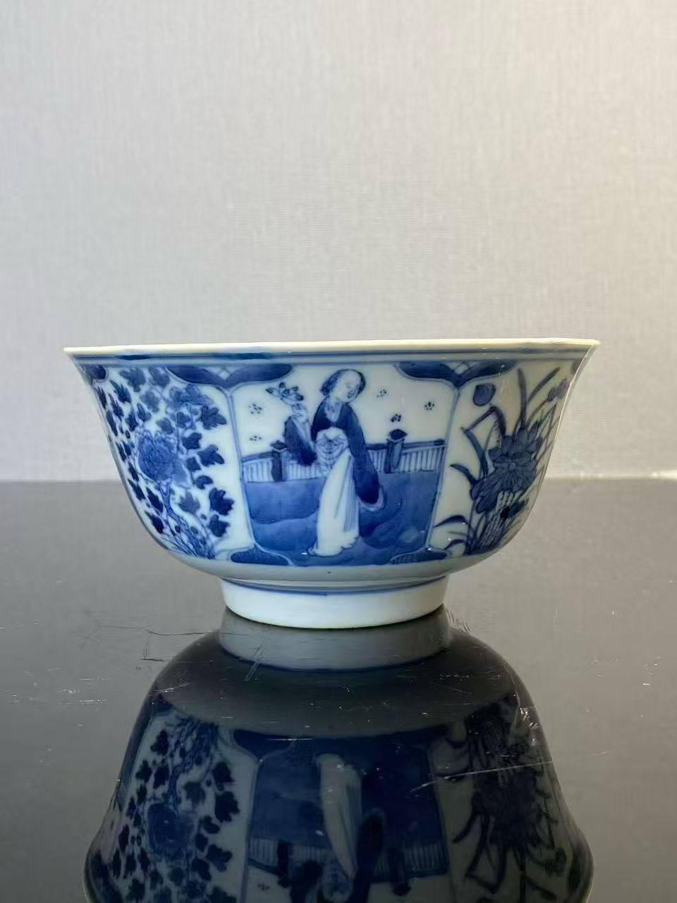 青花四美四季花图碗 款:康熙年制