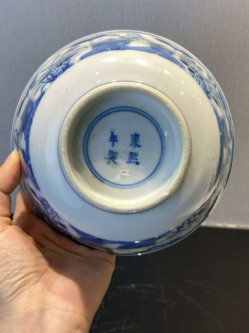 青花四美四季花图碗 款:康熙年制