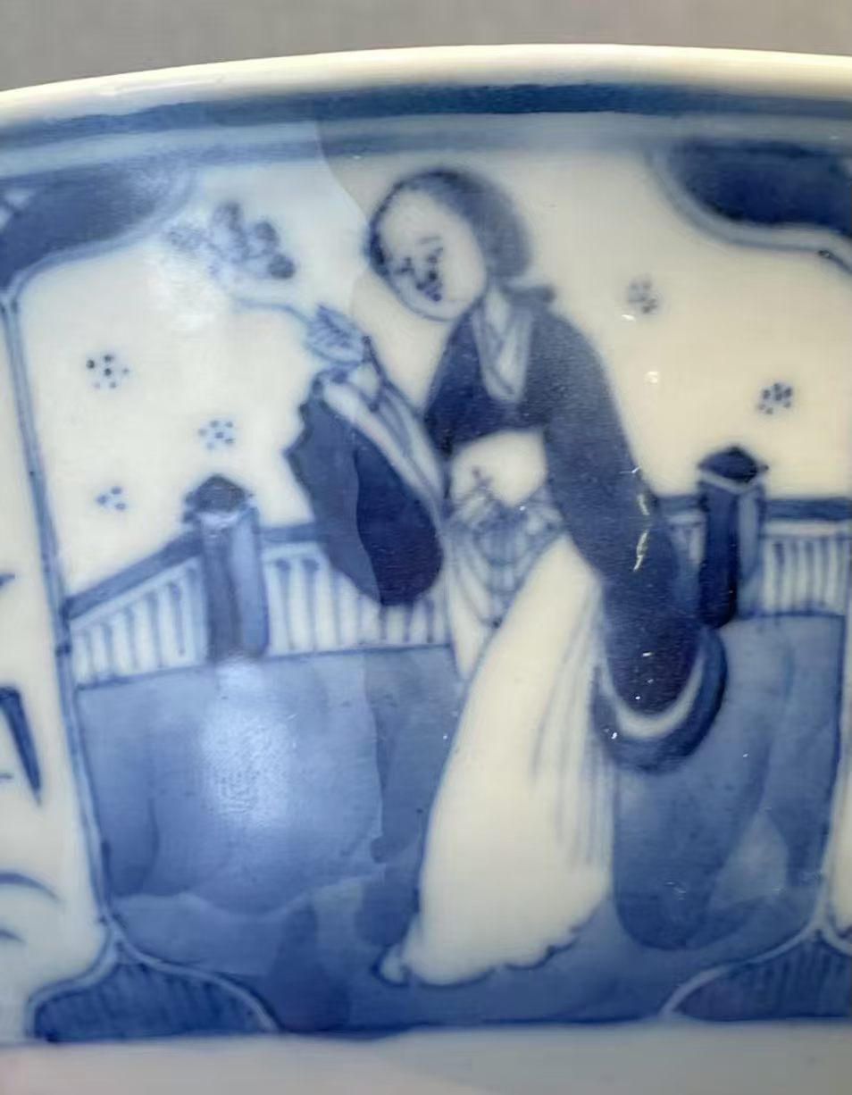 青花四美四季花图碗 款:康熙年制