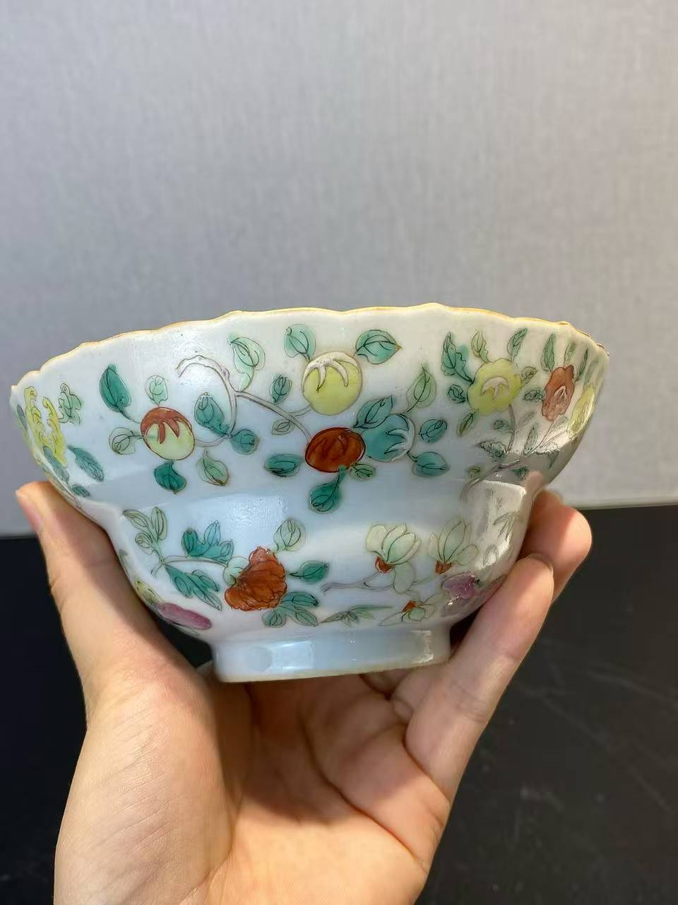 粉彩折枝花碟折腰碗