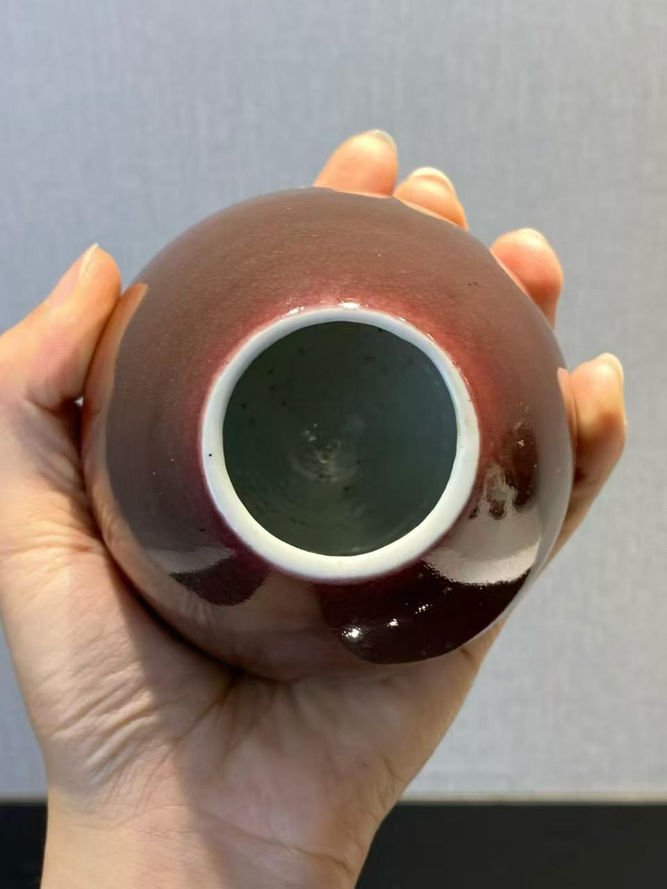 豇豆红鸡心水丞 款：宣德年制