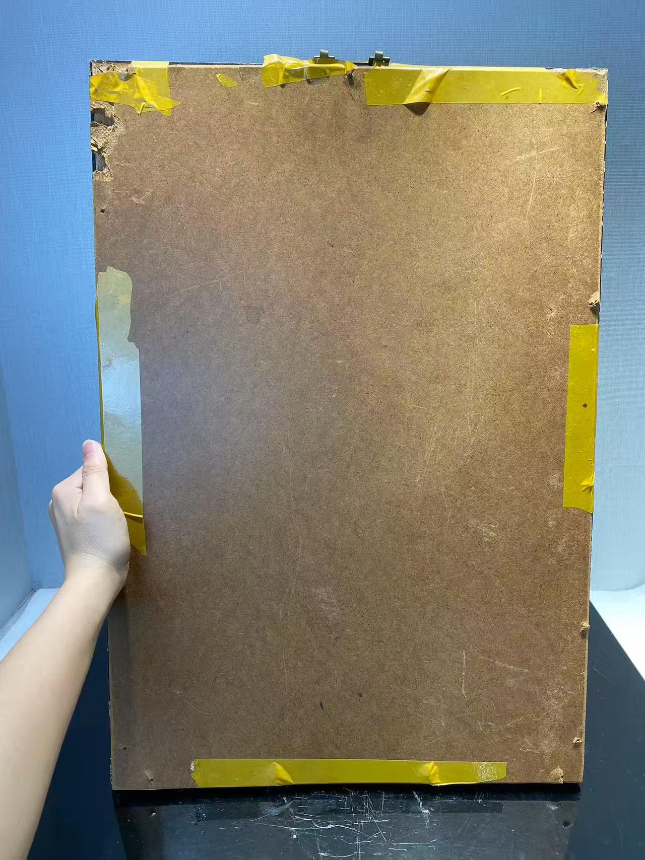 粉彩锦鸡桃花诗文瓷板