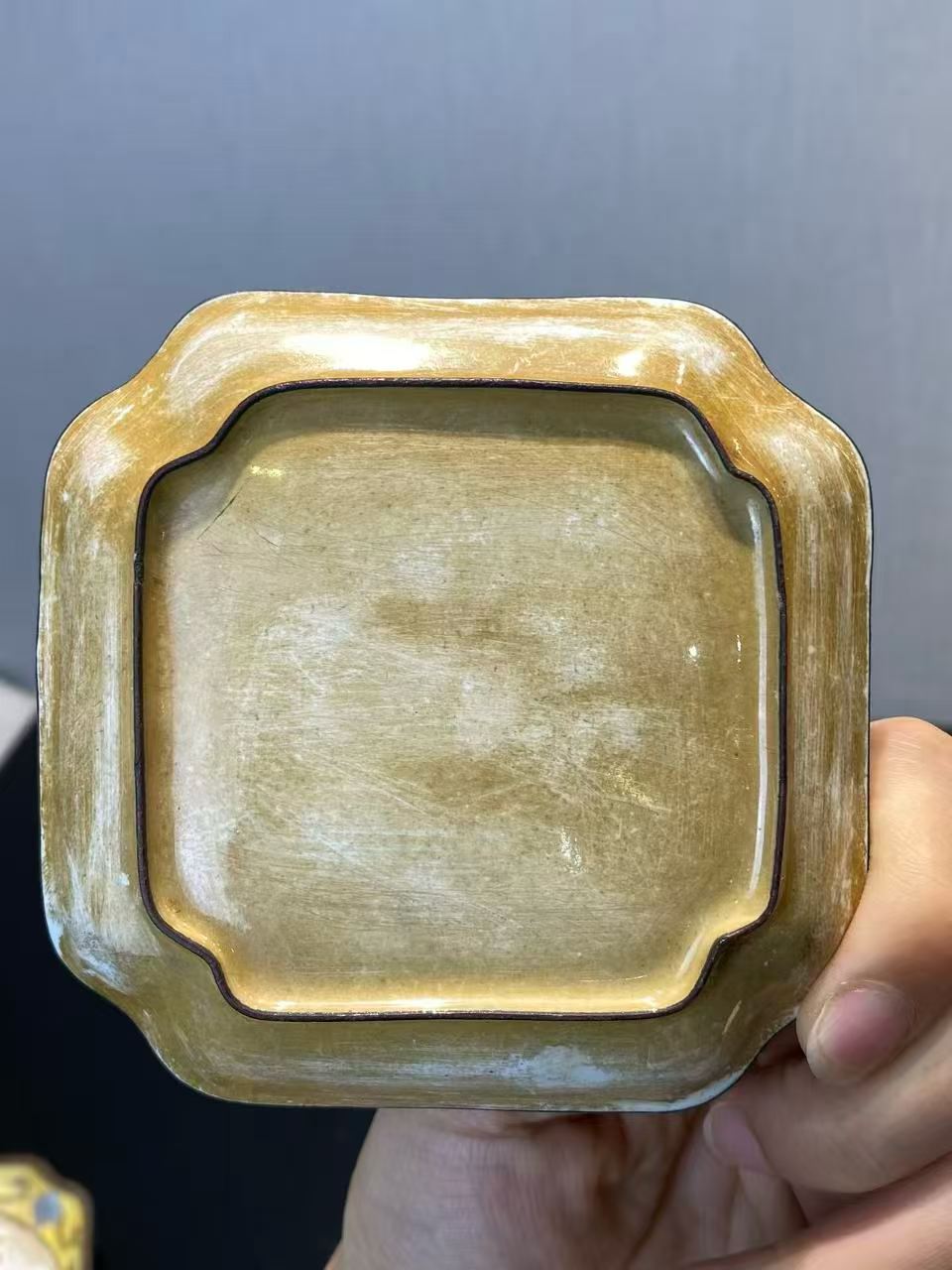 铜胎珐琅画人物杯托一套（4个）